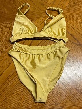 Revolve LoveWave Gold Two-Piece Bikini Set Size XS